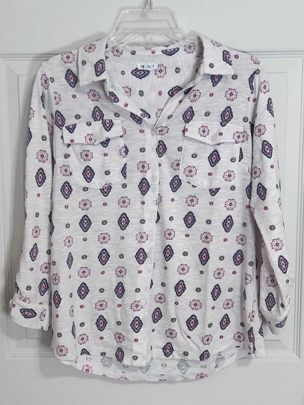 Westport Geometric button Down Top Size